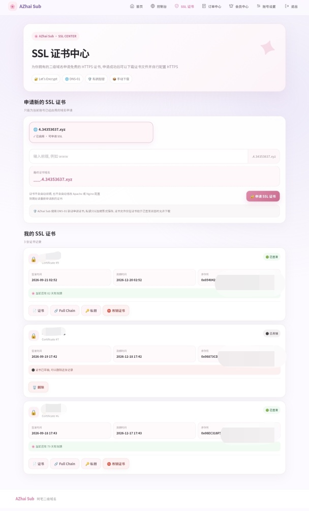 阿宅二级域名分发管理系统-易源码